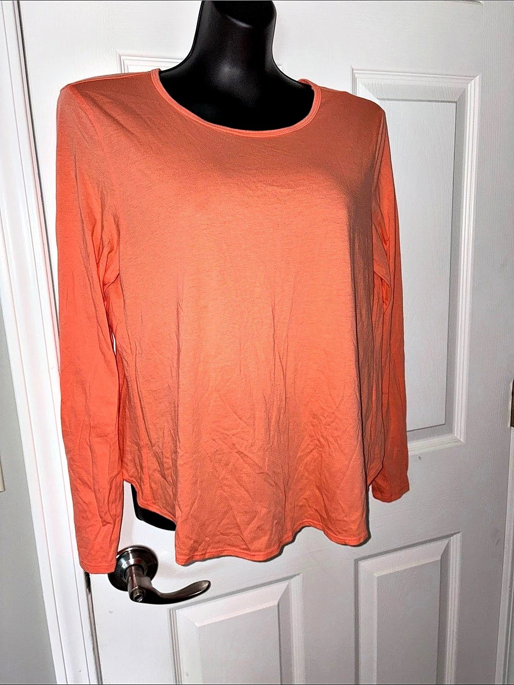 Fabletics Split Back Long Sleeve Top in Orange Size Medium